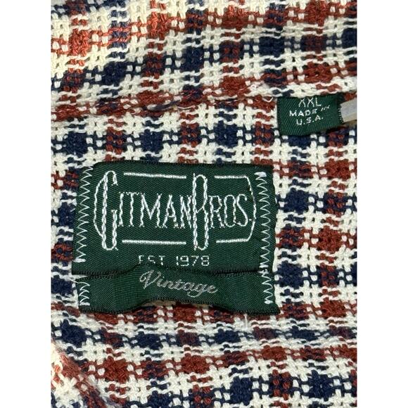 Gitman Bros Vintage Men’s XXL USA Shirt Red Blue White Textured Cotton Check - Picture 5 of 6